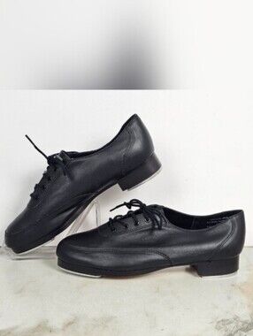 Dancing Fair Women's Zoot Rhythm U-Tip Tap Shoes Black Leather, Sz 11